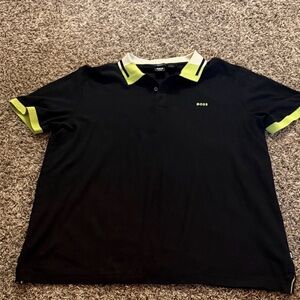 Boss Men's Polo Shirt in Black and Lime